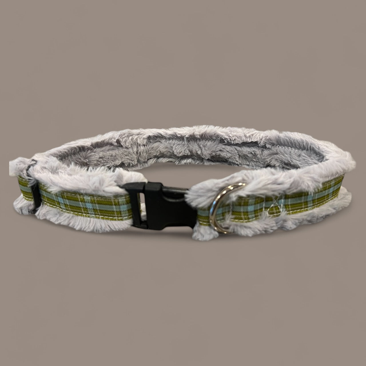 Happy Luxe Green Plaid Large Dog Collar