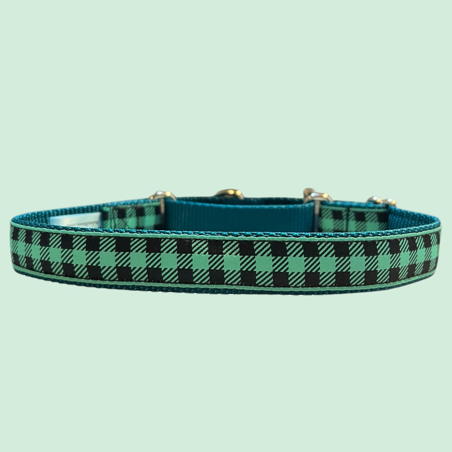 Gingham Mint Large Martingale Collar