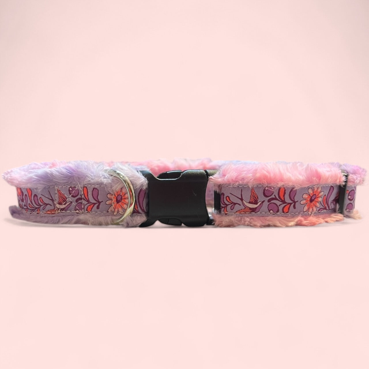 Happy Luxe Hummingbirds Purple Large Dog Collar