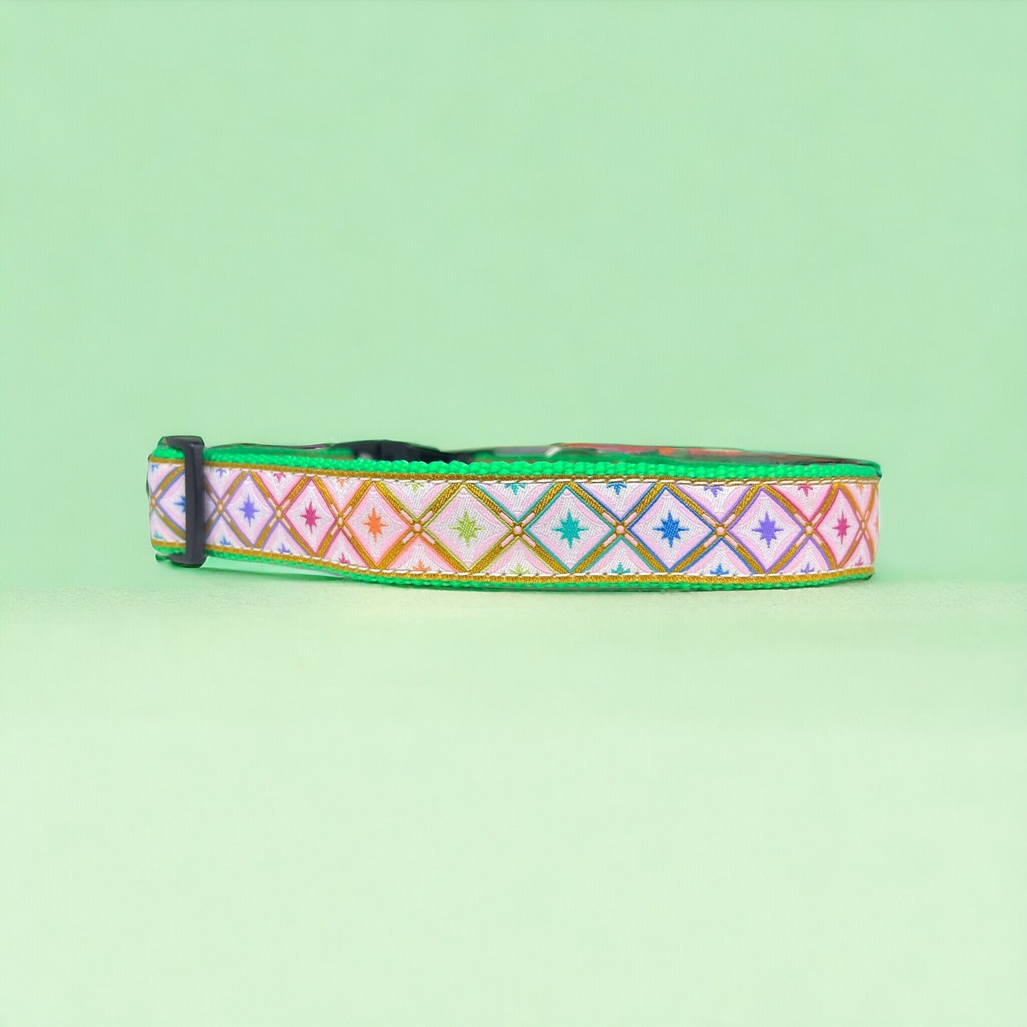 Rainbow Star Gazer L 1” Dog Collar