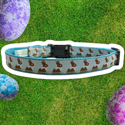Chocolate Bunnies Large Dog Collar Pink and Blue
