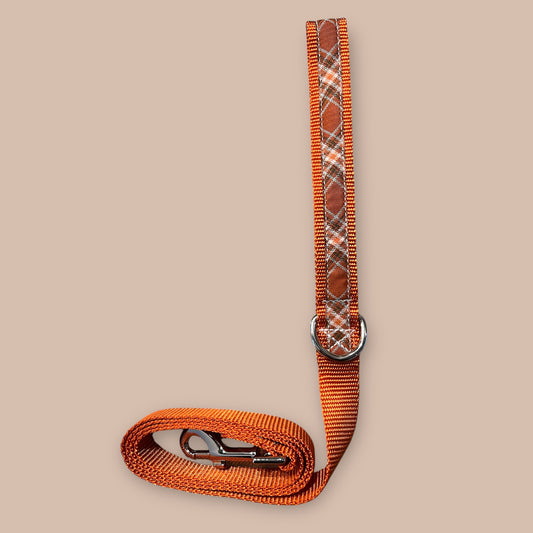 Orange Plaid Dog Leash