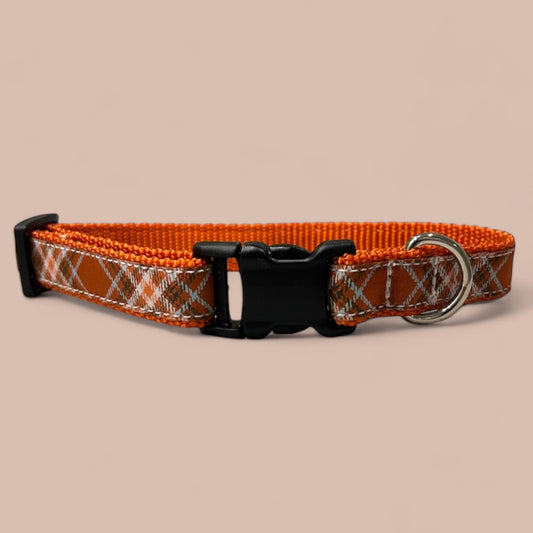 Orange Plaid Medium Dog Collar