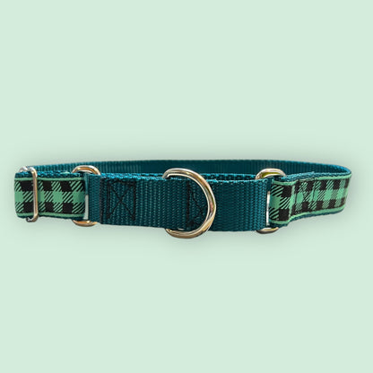 Gingham Mint Large Martingale Collar