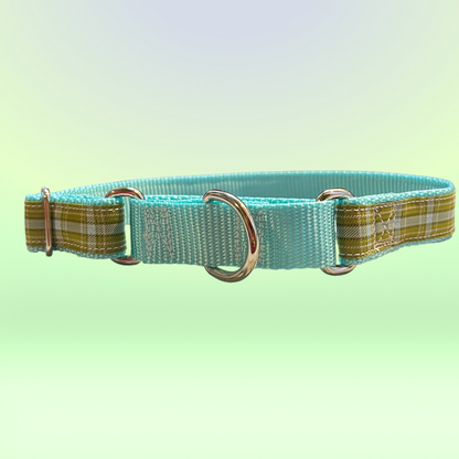 Blue and Green Plaid Martingale Large Dog Collar