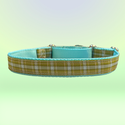 Blue and Green Plaid Martingale Large Dog Collar