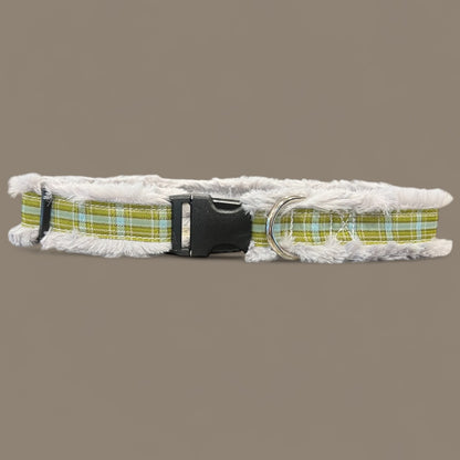 Happy Luxe Green Plaid Large Dog Collar