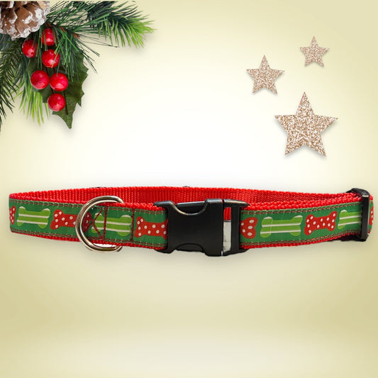 Festive Bones Large Dog Collar
